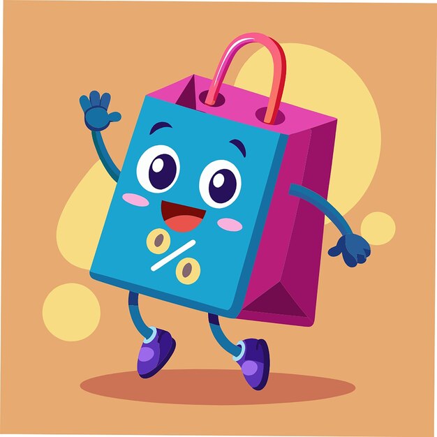 Photo 3d cartoon shopping bag with percent sign online shopping sale promotion discount concept 3d vector illustration icon