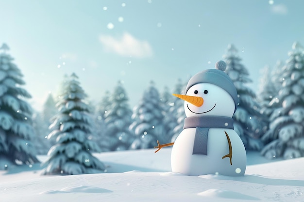 Photo 3d cartoon snowman