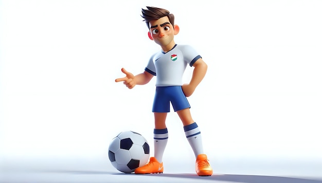 Photo 3d cartoon of a soccer player