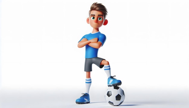 Photo 3d cartoon of a soccer player