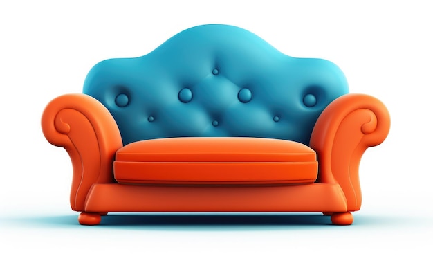 Photo 3d cartoon sofa on white background