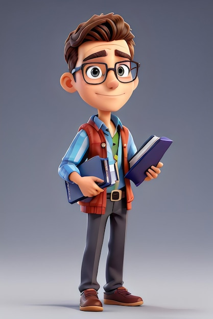 3d cartoon style character of School Boy created with Generative AI