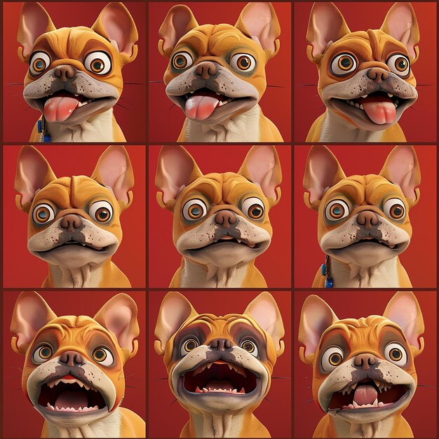 Photo 3d cartoon style french bulldog pink nose rich expression