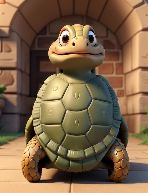 3d cartoon turtle standing on two legs