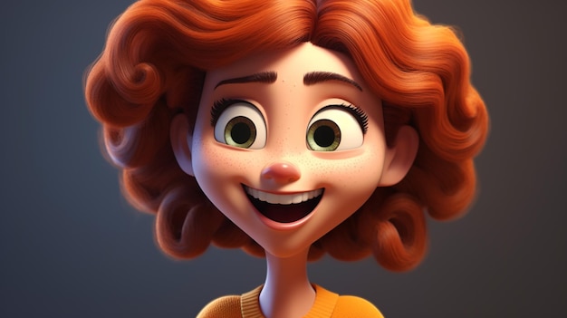 3d cartoon woman in happy mood photo realistic illustration made by generative AI