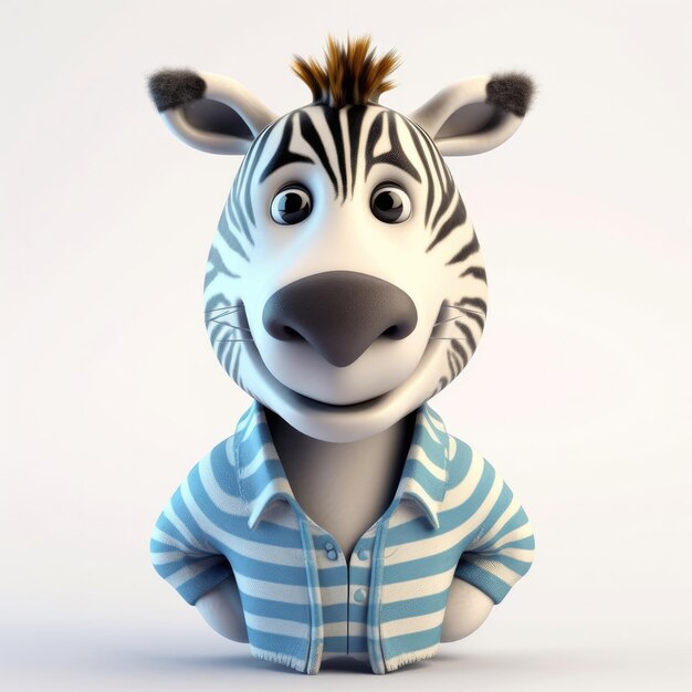 3D cartoon Zebra horse portrait wearing clothes glasses hat and jacket standing in front