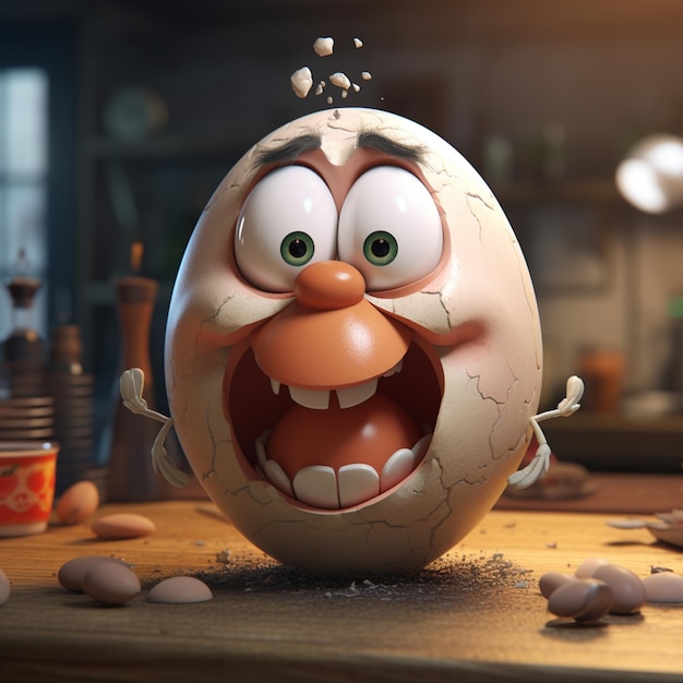 3d cartoonish egg character