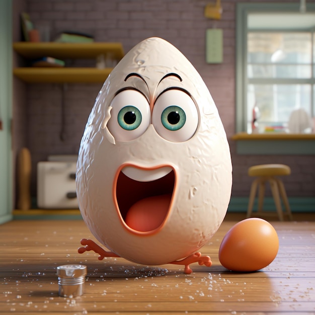 3d cartoonish egg character