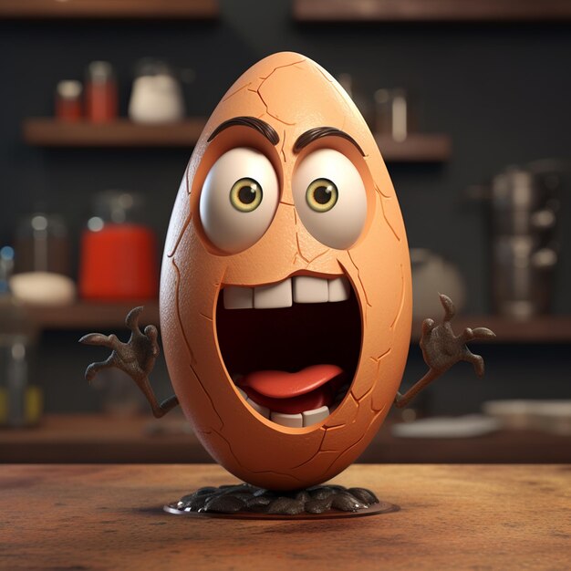 3d cartoonish egg character