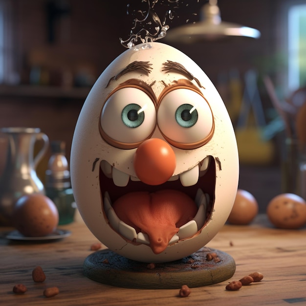 3d cartoonish egg character