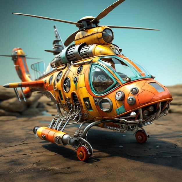 3d cartoonist helicopter