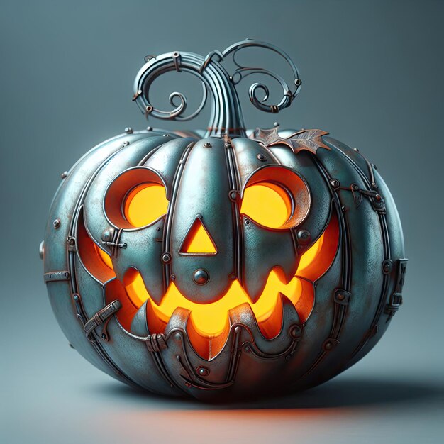 3d Carved halloween jack o lantern pumpkin