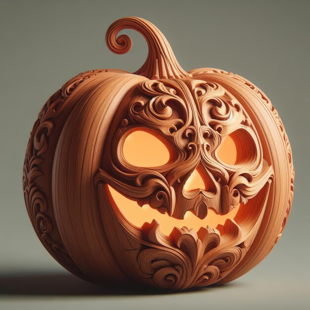 3d Carved halloween jack o lantern pumpkin