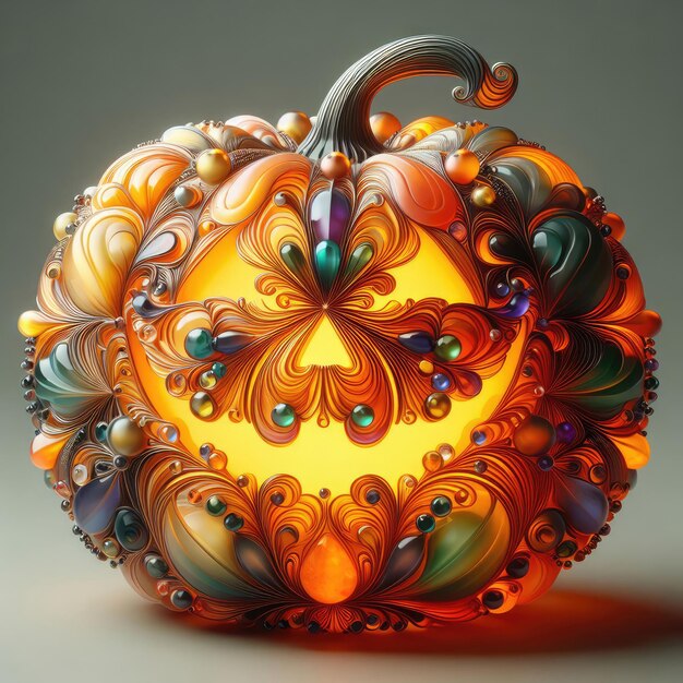 3d Carved halloween jack o lantern pumpkin