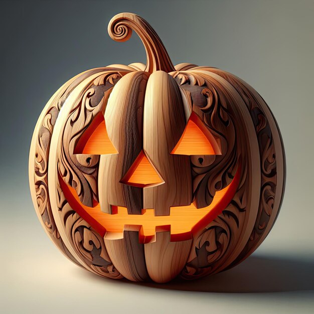 3d Carved halloween jack o lantern pumpkin