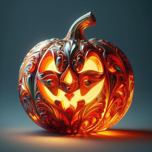 3d Carved halloween jack o lantern pumpkin