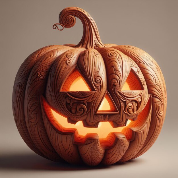 3d Carved halloween jack o lantern pumpkin