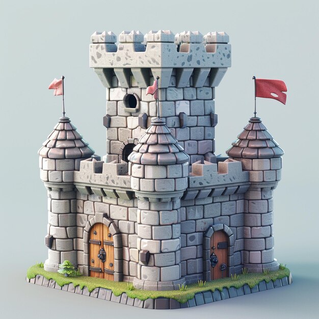 Photo 3d castle icon architecture and history logo illustration