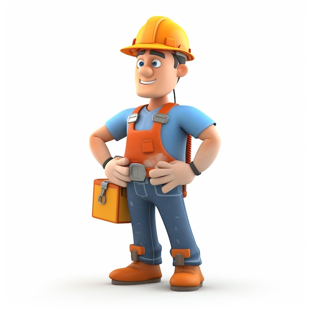 3d character of construction worker