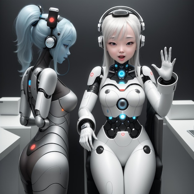 3d character of humanoid robot with artificial intelligen technology