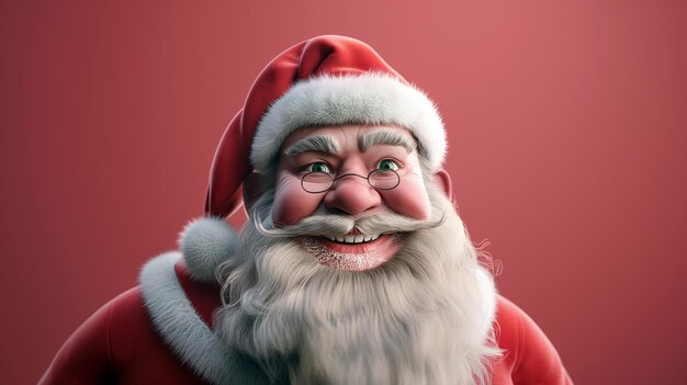 3D character illustration of a Jolly Santa Claus CloseUp of Santa Claus with Cheerful Expression