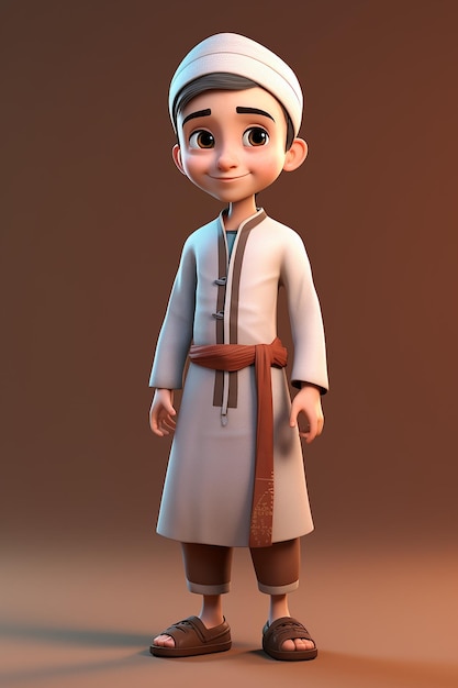 3d character of Islamic boy