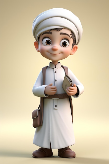 3d character of Islamic boy