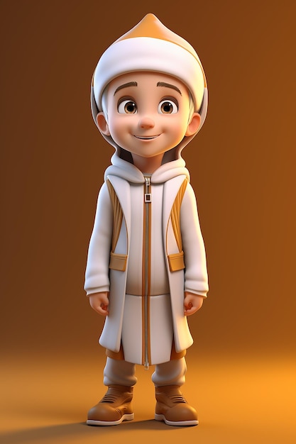 3d character of Islamic boy