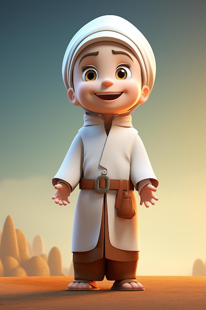 3d character of Islamic boy