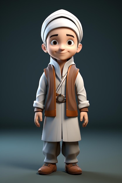 3d character of Islamic boy