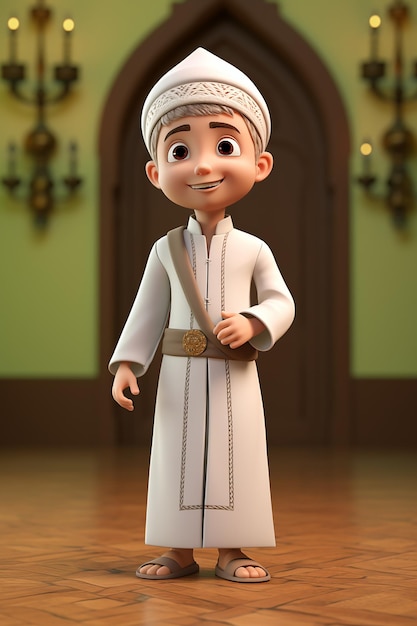 3d character of Islamic boy