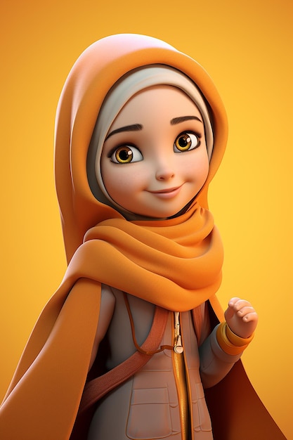 3d character of Islamic female child