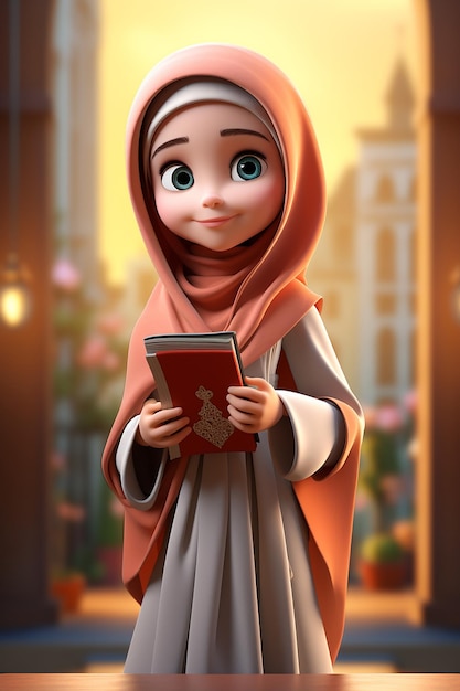 3d character of Islamic female child