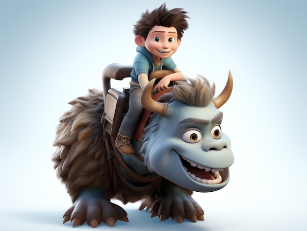 3D character portraits a child riding monster