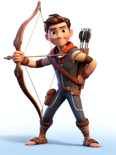 3D character portraits of young athlete archer