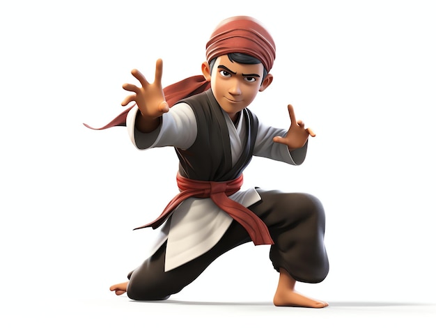 3D character portraits of young athlete silat