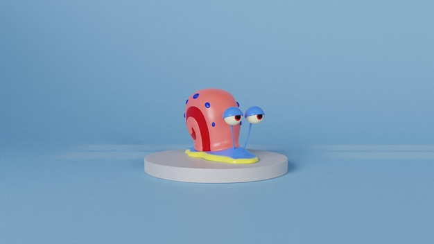 3d character of a sea snail on the podium