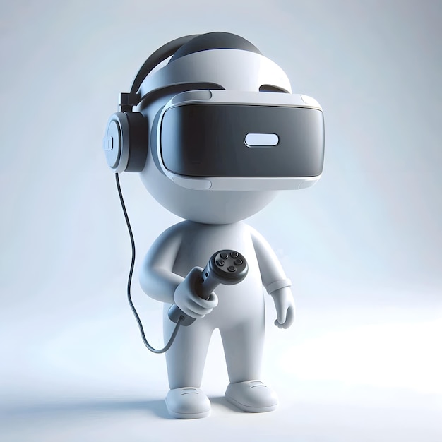 a 3d character with headphones on and a pair of headphones