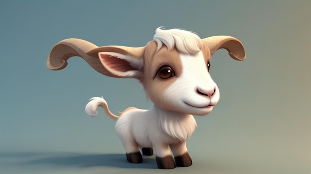 3d Charming Little goat cute cartoon