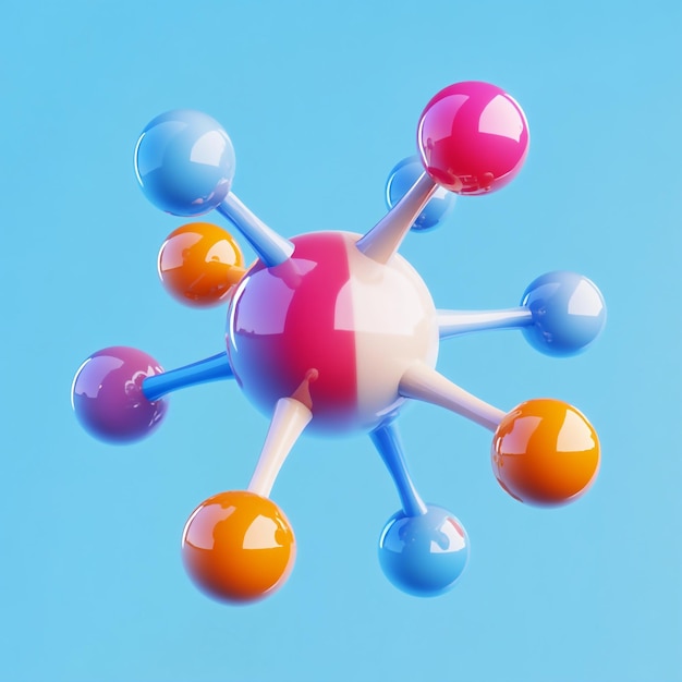 Photo 3d chemistry molecule icon scientific structure representation illustration logo