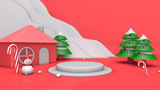 3D Christmas and New Year for Background and Podium