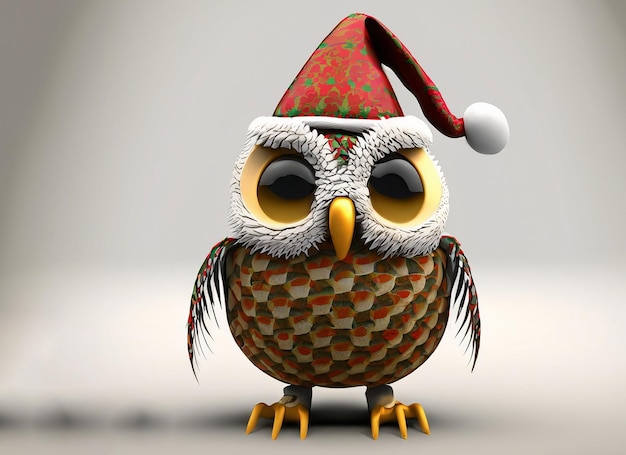 3d Christmas owl red