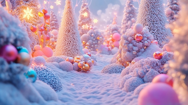 Photo 3d christmas town scene with snowballs