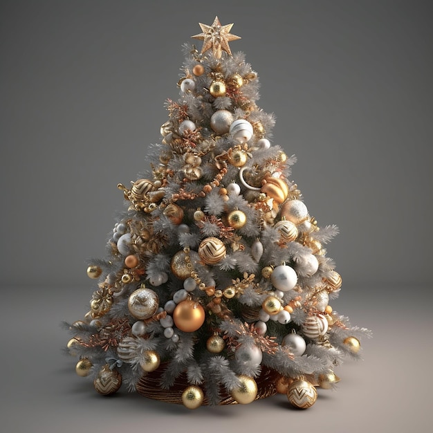 3d Christmas tree with decoration