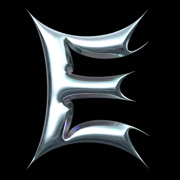 3d chrome letter e