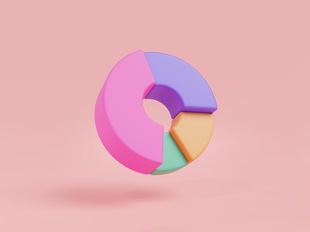 3d circle diagram graph icon on pink background Donut chart pie chart annual report diagram growth business success Business concept 3d icon render illustration cartoon minimal style