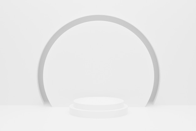 3D of Circle podium white color with Circular frame.