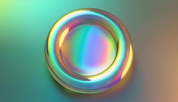 Photo 3d circle shape glass iridescent holographic background hologram design creative concept