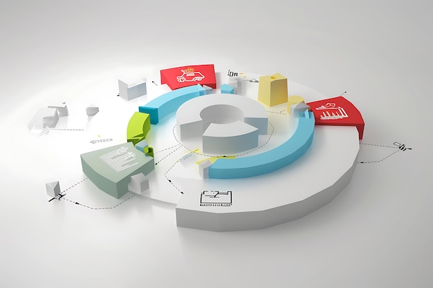 Photo 3d circular infographic with arrows and icons