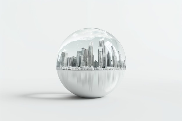 Photo 3d city ball isolated on white background